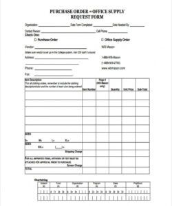 Office Supply Request Form Template Doc Example