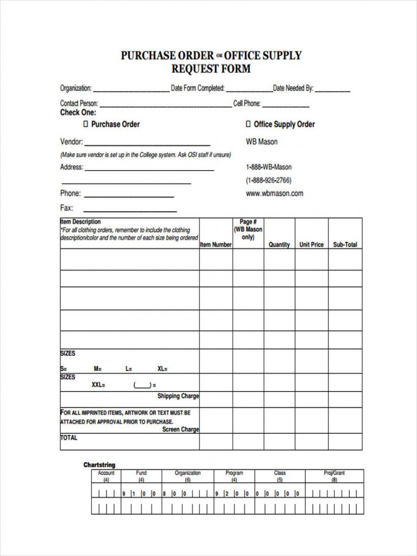 Office Supply Request Form Template Doc Example
