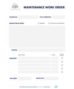 Printable Apartment Repair Request Form Template Doc Example