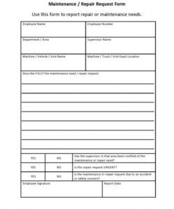 Printable Apartment Repair Request Form Template Word Example