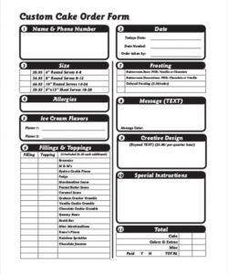 Printable Birthday Cake Order Form Template Doc Sample