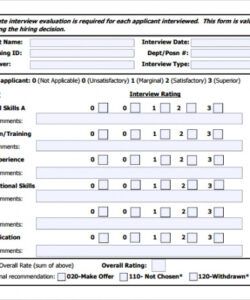 Printable Candidate Interview Evaluation Form Template Word Sample