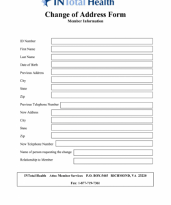 Printable Change Of Address Form Template Excel