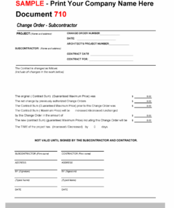 Printable Change Order Form Template Construction Pdf Example