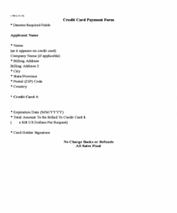 Printable Credit Card Payment Form Template Word Example