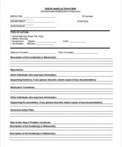 Printable Employee Disciplinary Action Form Template