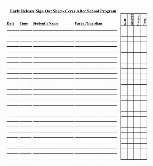 Printable Equipment Check Out Form Template Excel Sample