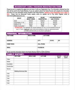 Printable Family Reunion Registration Form Template Doc