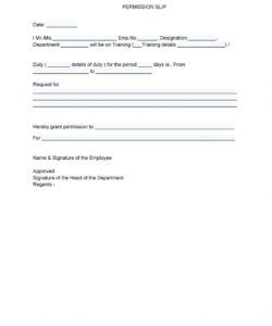 Printable Field Trip Permission Form Template Word Example