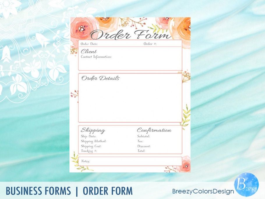 Printable Florist Wedding Order Form Template Word