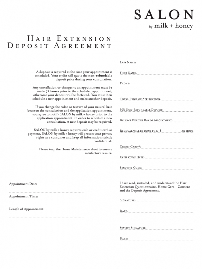 Printable Hair Salon New Client Form Template Doc Example