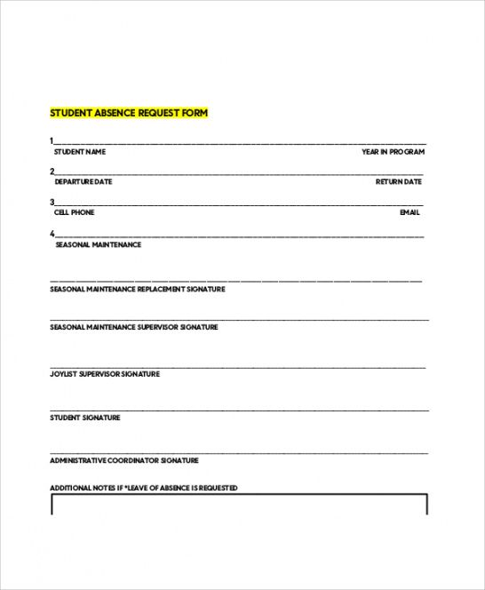 Printable Leave Of Absence Form Template Word Sample