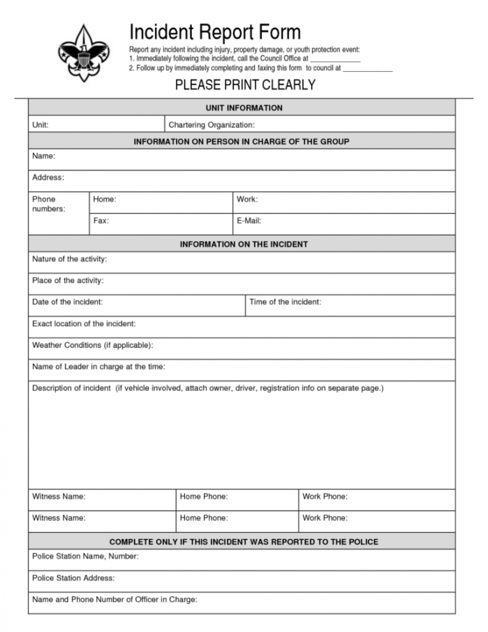 Printable Motor Accident Report Form Template Doc