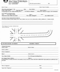 Printable Motor Accident Report Form Template Excel