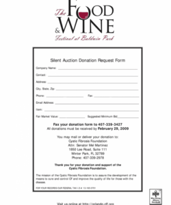 Printable Silent Auction Donation Form Template Pdf Example