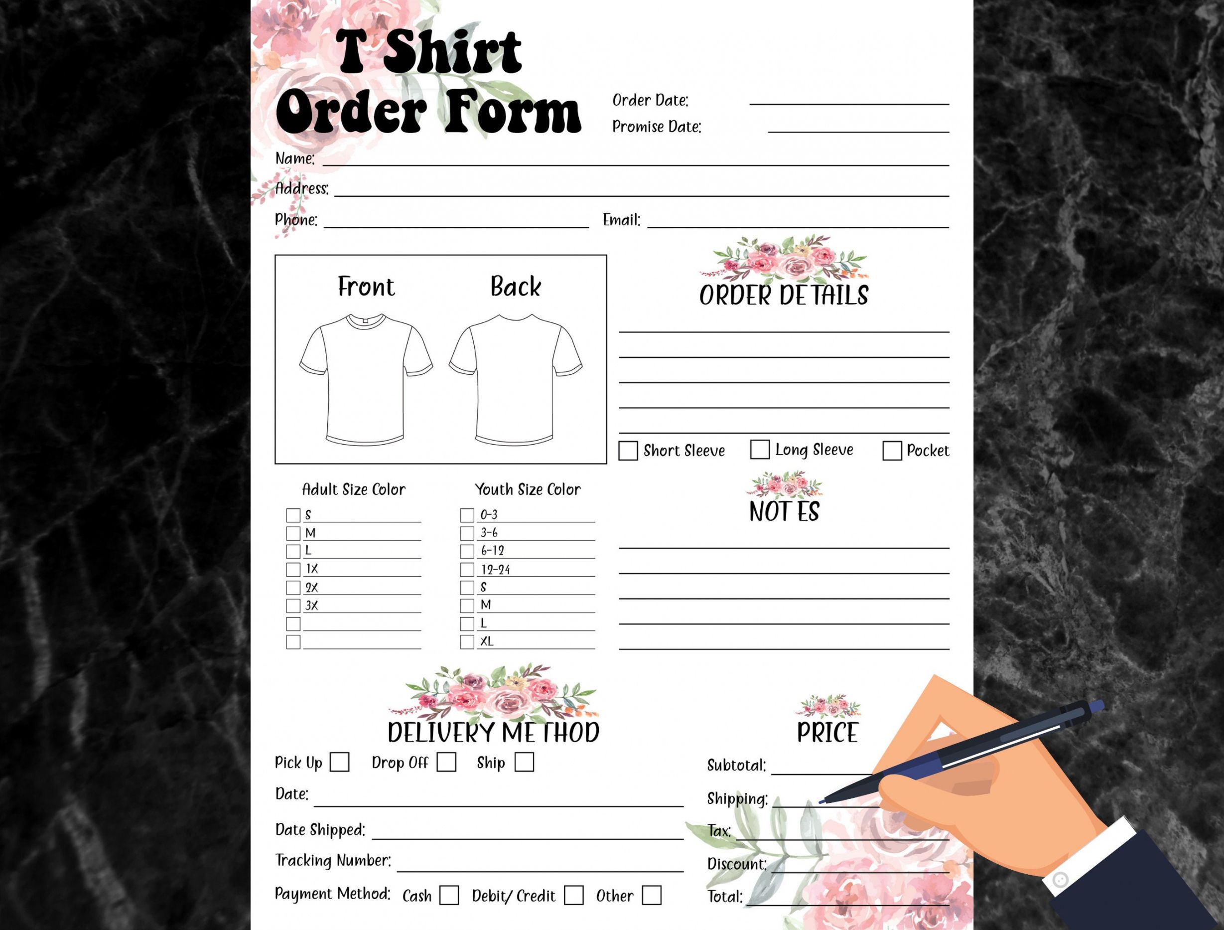 Printable T Shirt Order Form Template  Example