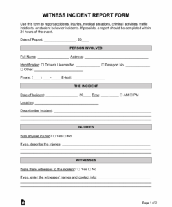 Professional Accident And Incident Report Form Template Excel Sample