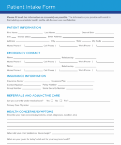 Professional Acupuncture Patient Intake Form Template