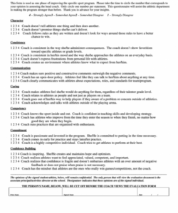 Professional American Football Player Evaluation Form Template  Sample