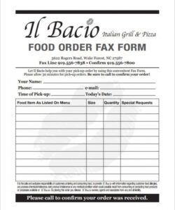 Professional Blank Food Order Form Template