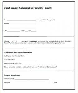 Professional Business Ach Authorization Form Template Word Example