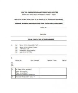 Professional Car Accident Claim Form Template Doc Sample