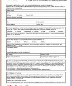 Professional Football Camp Registration Form Template Excel Sample
