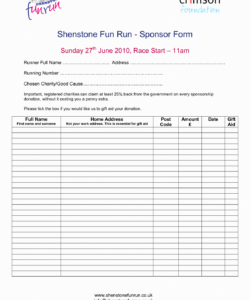 Professional Fun Run Registration Form Template Doc Sample