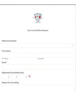 Professional Gym Membership Cancellation Form Template Pdf Sample