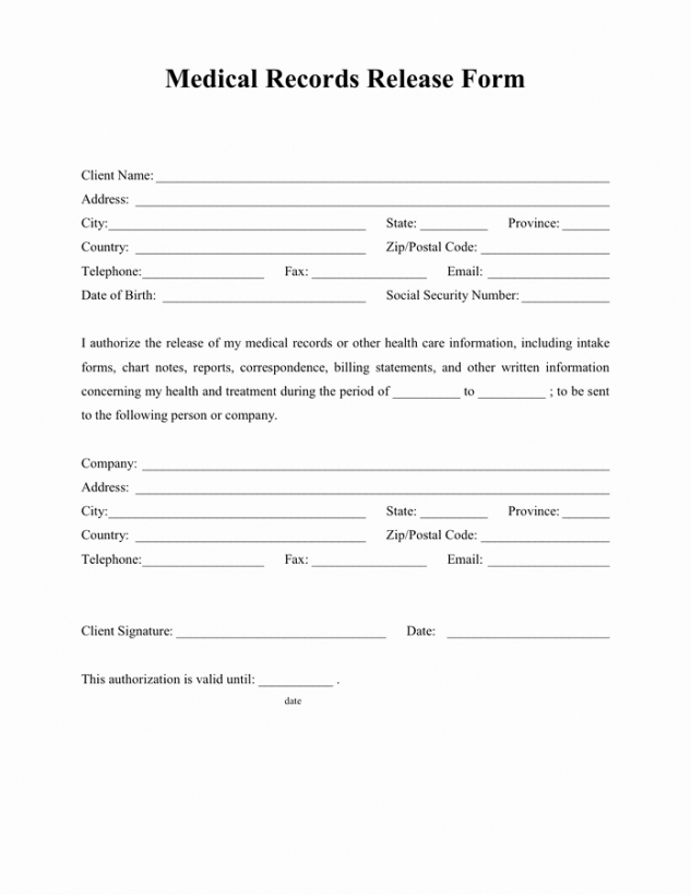 Professional Medical Records Request Form Template Pdf Example