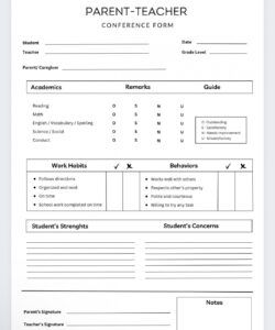 Professional Parent Teacher Conference Form Template  Sample
