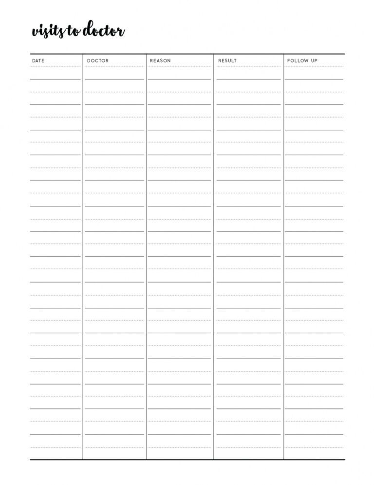 Professional Patient Doctor Visit Form Template Word Sample 