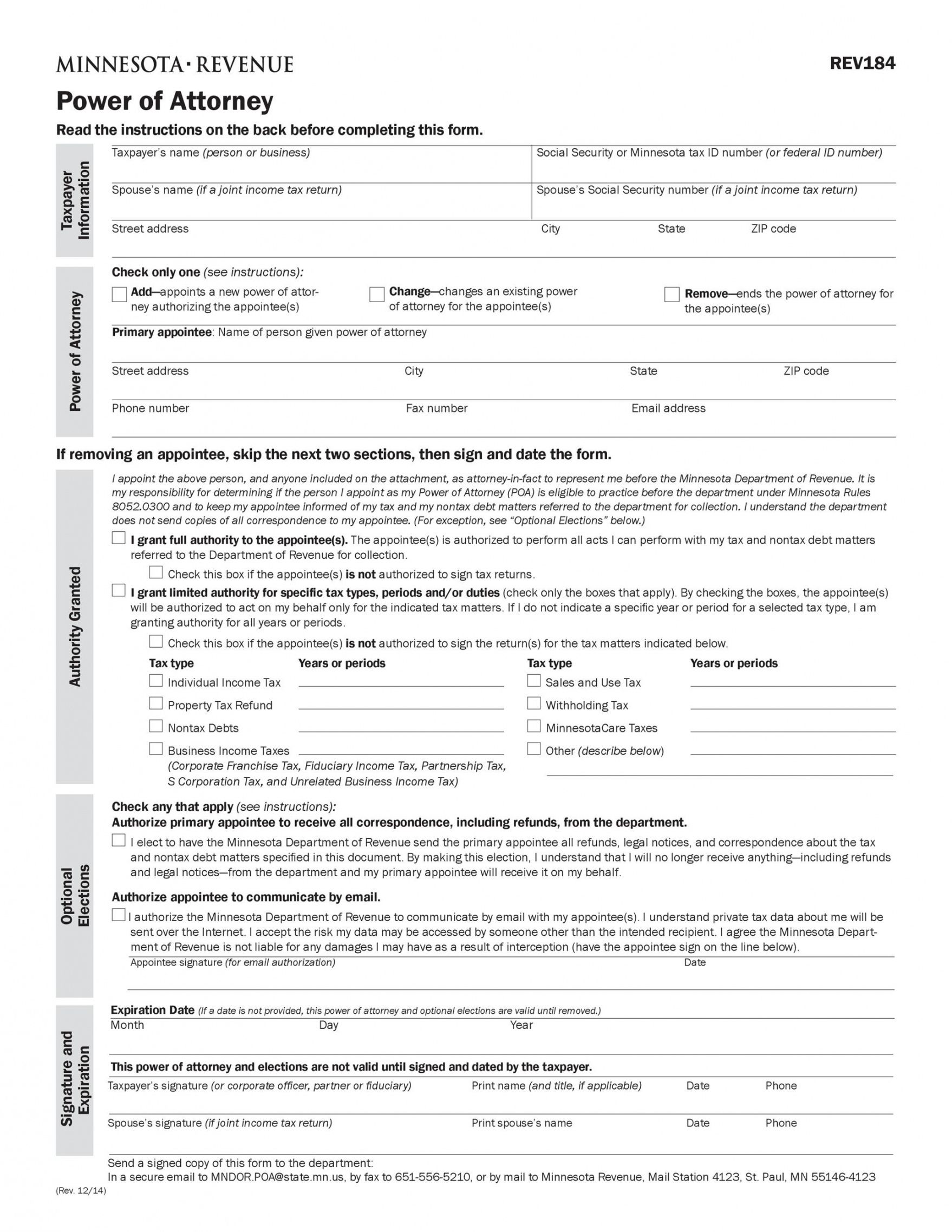 Professional Power Of Attorney Form Template Doc Example