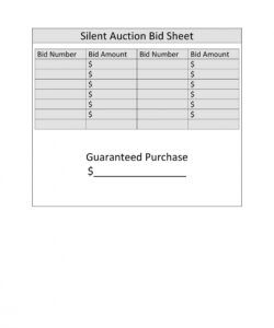 Professional Silent Auction Bid Form Template  Example