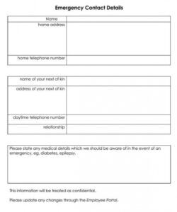 Professional Staff Emergency Contact Form Template Word
