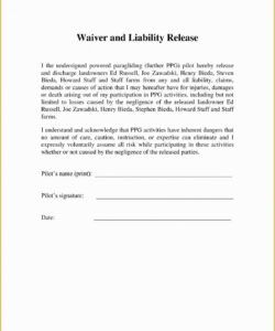 Professional Waiver Form Template For Sports Doc Example