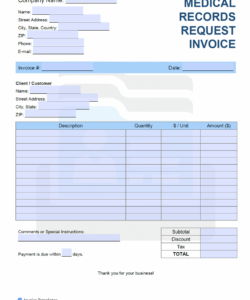 Request For Medical Records Form Template Pdf Example