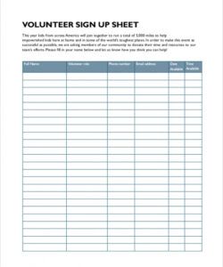 Volunteer Sign Up Form Template Excel