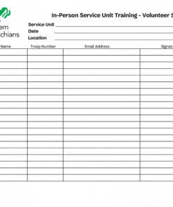 Volunteer Sign Up Form Template Pdf Example