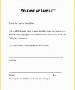 Best Accident Liability Release Form Template Word Sample