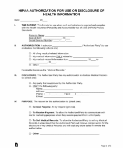 Best Authorization Release Information Form Template Word Sample
