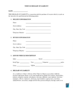 Best Car Accident Release Of Liability Form Template Excel