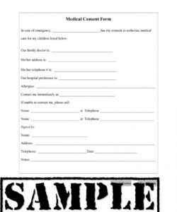 Best Child Medical Consent Form Template Word Sample