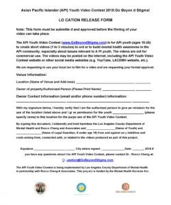 Best Film Location Release Form Template Doc Sample