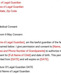 Best Grandparent Medical Consent Form Template Excel