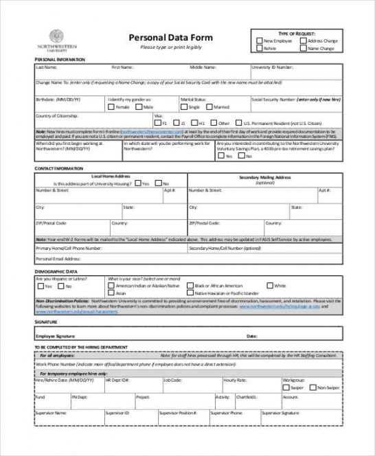 Best Personal Data Collection Form Template Excel