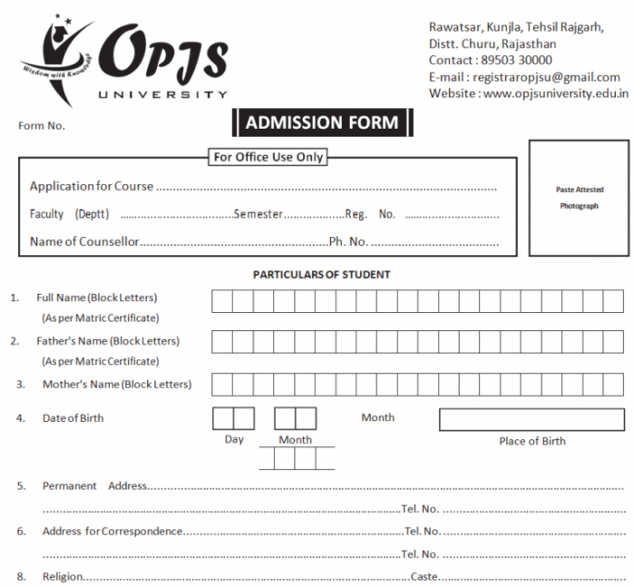 Best Primary School Admission Form Template  Sample