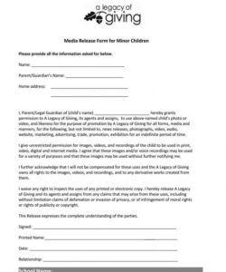 Best Video Release Form For Minors Template Pdf Example