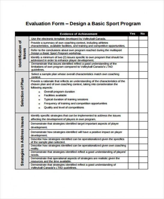 Best Youth Football Player Evaluation Form Template Excel