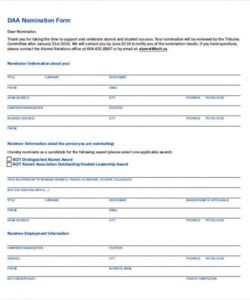 Board Member Nomination Form Template  Sample
